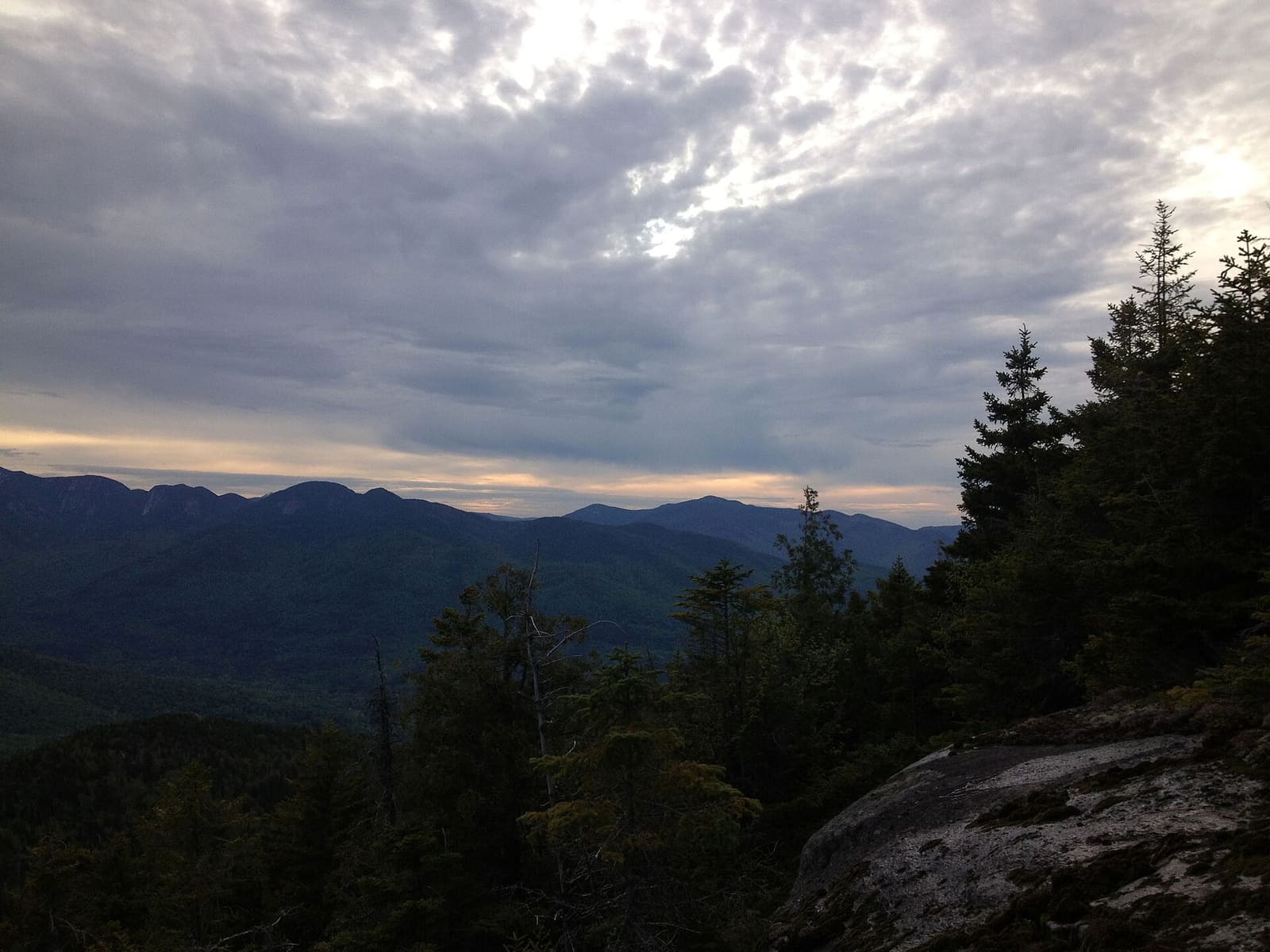 New York: Lakes, Rivers, Streams, and Waterfalls from the Adirondack Mountains Late sun setting over Adirondack Peaks