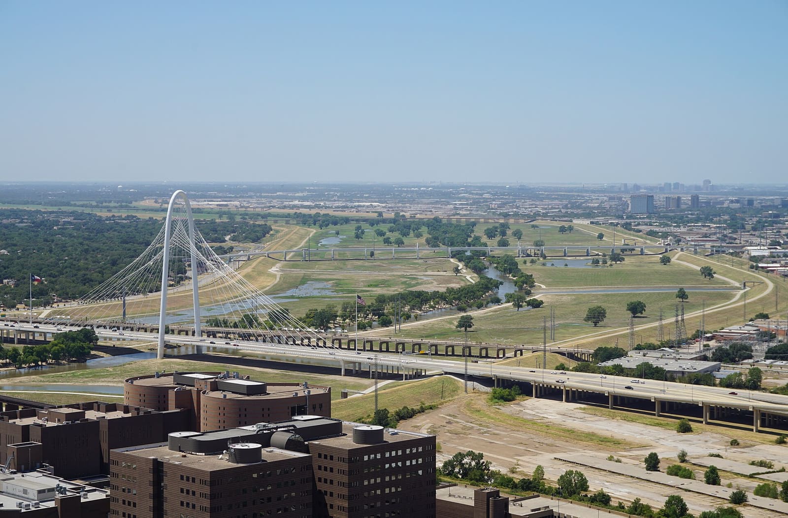 Texas: A view of the Trinity River from the GeO-Deck of Reunion Tower in Dallas, Texas (United States).